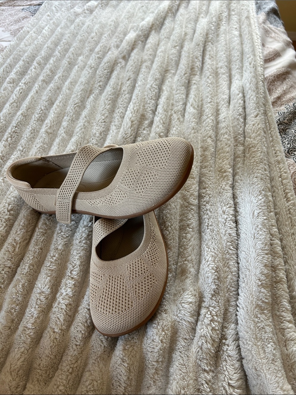 Aetrex Knit Mary Jane Flats in Light Beige - Picture 2 of 3